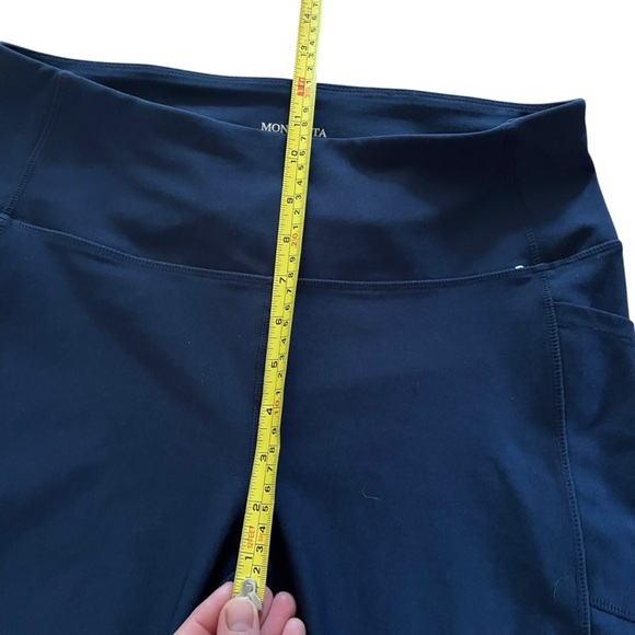 Mondetta Performance + Luxury Navy Leggings L | High Rise Stretch Athletic Pants - Picture 3 of 10